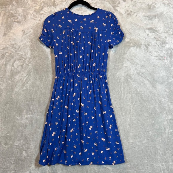 American Eagle Mini Dress Women's XS Blue Ditsy Floral Babydoll Cap Sleeve YTK - Picture 8 of 9